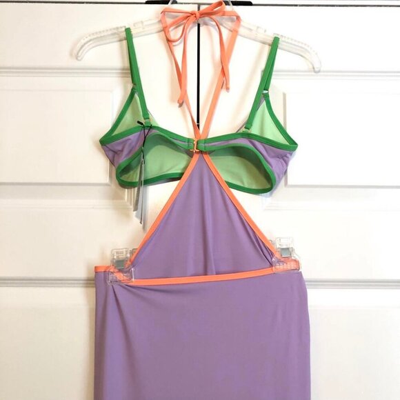 NWT ANTHROPOLOGIE OneOne Lia 2pc Strappy Long Dress Coverup Lavender\Neon M - Picture 9 of 12